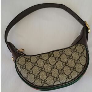 Gucci Ophidia Mini Bag Signature Beige GG Canvas Brown Leather Green & Red Web
